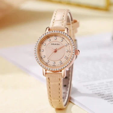 Luxury Quartz Wristwatch Female Ladies Diamond Luxury Leather Belt Watch Fashionable Simple Style Quartz Wristwatch Reloj Mujer 3