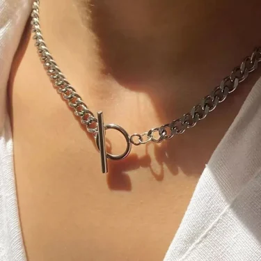 Fashion New Chunky Chain Necklace Women Simple Toggle Clasp Stainless Steel Chain Necklace For Women Jewelry Gift 3