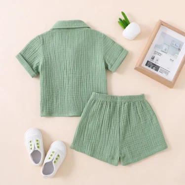 Pudcoco Toddler Newborn Baby 2Pcs Summer Outfits, Short Sleeve Button Down Lapel Shirt + Shorts Set 0-3T 6
