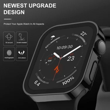 Glass+Case For Apple Watch 42 46mm 45mm 41mm 49mm 44mm 40mm straight edge Screen Protector Cover Case iWatch SE 6 7 8 9 10 Ultra 4