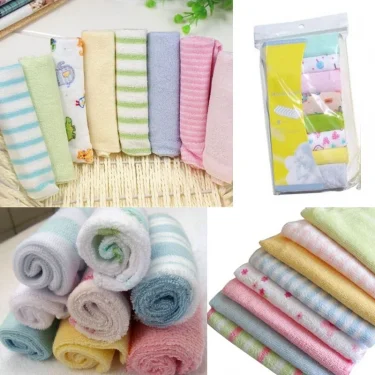 8PCS Baby Washcloths Set, Soft Absorbent Organic Cotton Washable Saliva Towel Face Wipes, Newborn Bath Face Towel Random Color 6