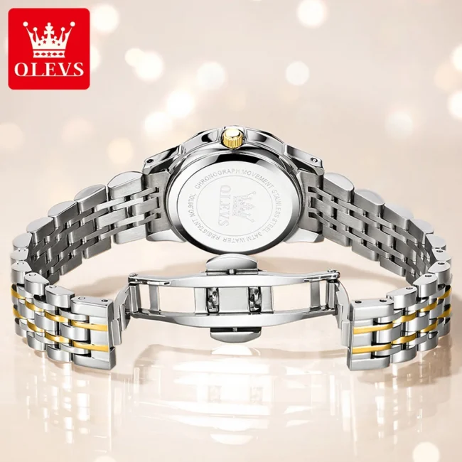 OLEVS sell well Quartz Watch for Women Rhombus Mirror Solid Stainless steel Date Digital Dial Waterproof Elegant Bracelet Watch 5