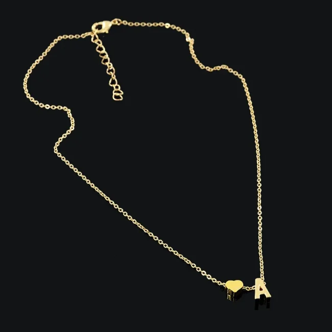 Fashion Tiny Dainty Heart Initial Necklace Letter Name Jewelry For Women Accessories Girlfriend Gift 2