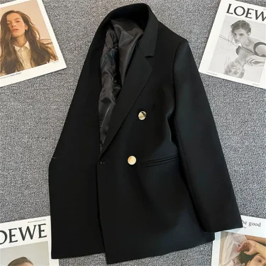 Women's Elegant Metal Buckle White Suit Jacket Casual Office lady Blazer High-end Feel Western-style Clothes Spring Autumn 5