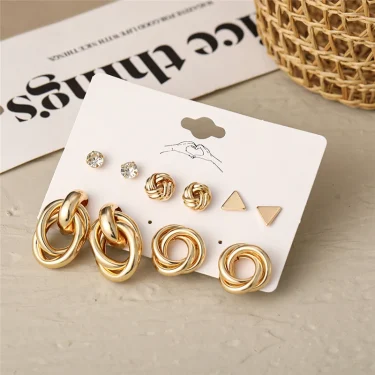 Trendy Exquisite Pearl Metal Earrings Set For Women Geometric Circle Dangle Drop Earrings Acrylic Set of Earrings Jewelry 6