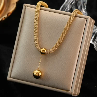 EILIECK 316L Stainless Steel Gold Color Hollow Ball Beads Pendant Necklace For Women Non-fading Choker Jewelry Girls Gifts Party 4