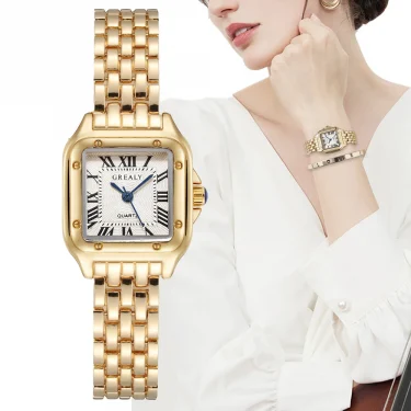 Women's Fashion Square Watches Gold Alloy Strap 2025 Luxury Ladies Quartz Wristwatches Qualities Female Roman Scale Clock 1