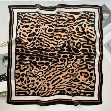 70cm Square Luxury Leopard Print Silk Scarf Ladies Headband Small Hair Scarves Band Female Handkerchief Bandana Foulard 6