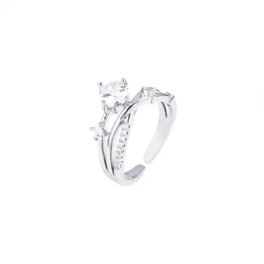 Exquisite Cosmic Trajectory Planet Rings For Women Double Layer Luxurious Sparkling Zircon Opening Ring Bride Wedding Jewelry 6