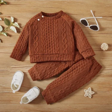 1-3 Years Baby Boy Girl Autumn&Winter Clothing Set Solid Long Sleeves Top+Pants 2PCS Casual Sport Warm Outfit for children Boys 4