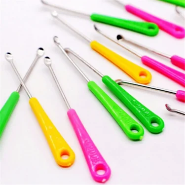 20PCS Stainless Steel Earpick Wax Remover Curette Cleaner Health Care Tools Ear Pick Plastic Handle Design For Baby Kids 4