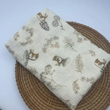 Baby Blanket Newborn Swaddle Wrap Muslin Cotton Diaper Swaddle New Born Towel Crinkle Fabric Stroller Cover 85x65cm 5