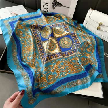 Luxury Temperament 70X70cm Square Scarf Silk Scarf Print Scarf Kerchief Popular Silk Scarves Bandanna Suit Scarf Tie Neck Bag 4