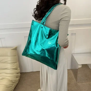 Chic Colorful Shiny Handbag Women Underarm Bag Simple Pu Leather Totes Bags Women Shopping Party Shoulder Bag Y2k Girls Clutch 5