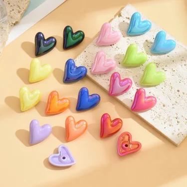 Shine Cute Korean Heart Earrings New Trend Boho Acrylic Geometric Love Heart Stud Earrings Fashion Jewelry For Women 6