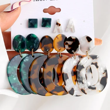 Leopard Earrings Set for Women Boho Vintage Creative Geometric Drop Earrings European and American Trendy Fashion Jewelry Gifts 1