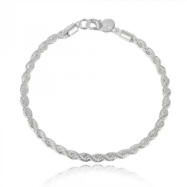 Charm 925 sterling silver Accessories Men 4MM 40-60cm 2PCS Rope Chain Necklace Bracelet Women Fashion Wedding Gift Jewelry 2