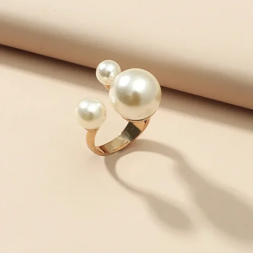 1Pcs Fashion Jewelry Elegant Pearl Rings for Women Opening European American Style Rings Wedding Decoration 1