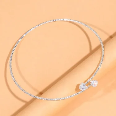 Fashion Rhinestone Heart Collar Choker Necklace For Women Simple Open Collar Golden Necklace For Women Choker Necklace Jewelry 3