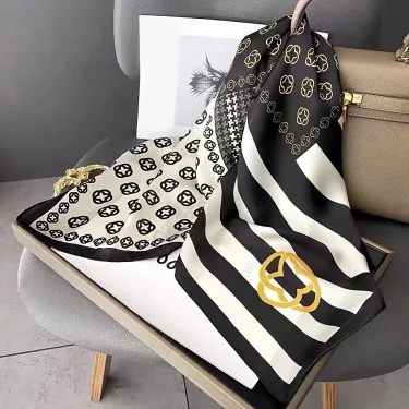 Flower Silk Square Scarf Women Satin Shawl Wrap Hijab Female Hair Band Wrist Luxury Headkerchief 70*70cm Echarpe 2025 Bandana 4