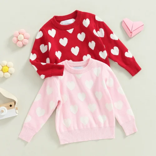 ma&baby 18M-6Y Valentine's Day Toddler Kid Girls Sweaters Long Sleeve Heart Print Knit Tops Warm Spring Fall Winter Clothes D01 1