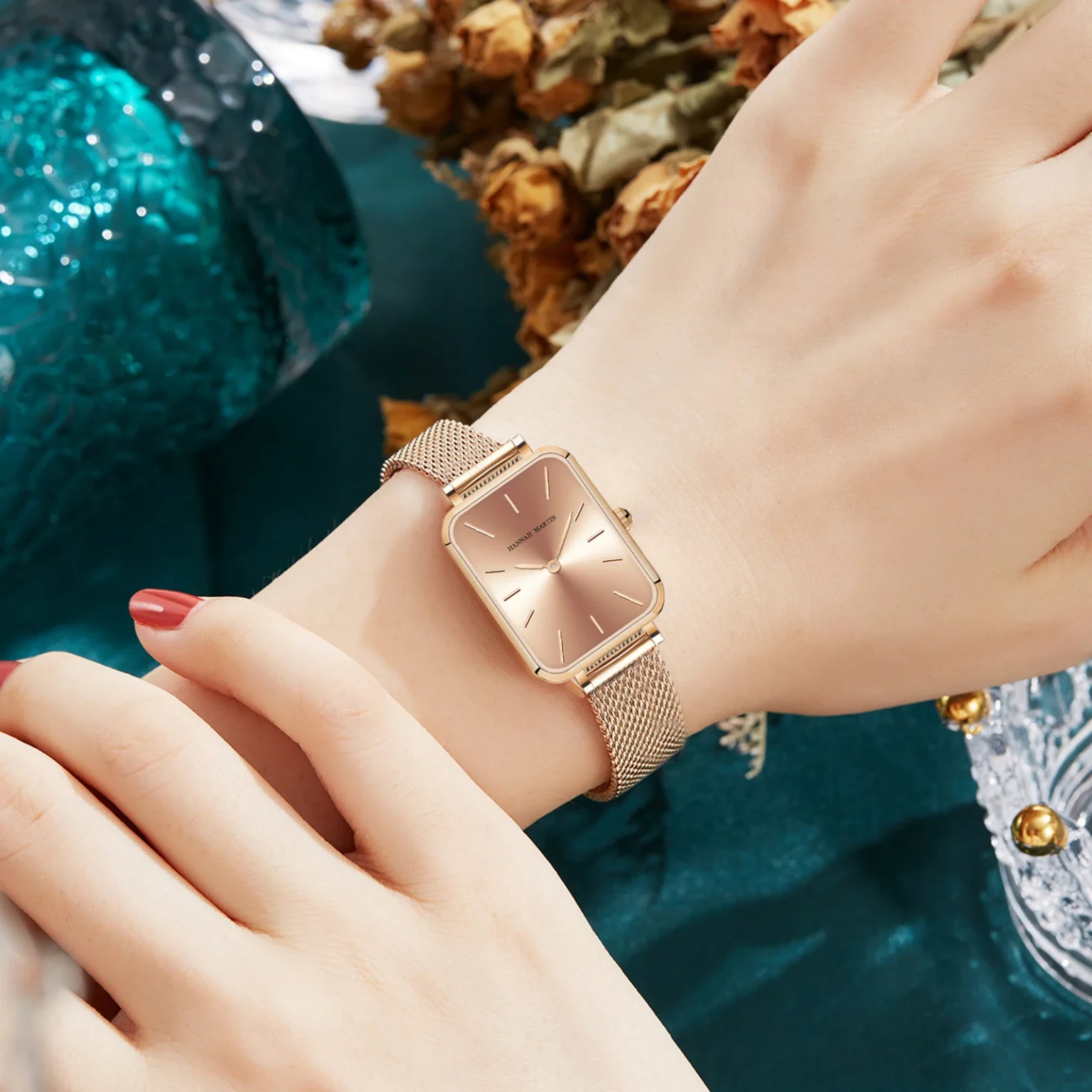 Rectangle Ultrathin Nordic Simple Style Japan Quartz Movement Fashion Stainless Steel Mesh Silvery Bracelet Belt Ladies Watches 4