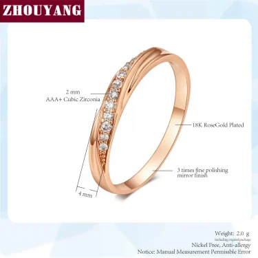 ZHOUYANG Wedding Ring For Women Lovers Simple Cubic Zirconia Rose Gold Color Fashion Jewelry ZYR314 ZYR317 6