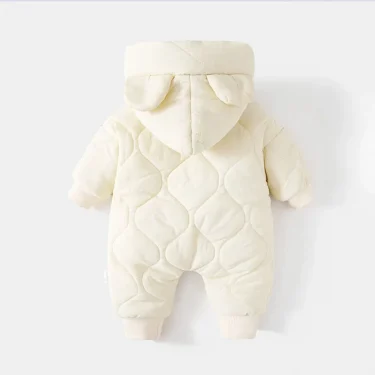 ﻿ Winter Baby Outwear Clothing Fur Lining Warm Toddler Girl's Boy's Rompers Cartoon Bear Infant Jumpsuit 4