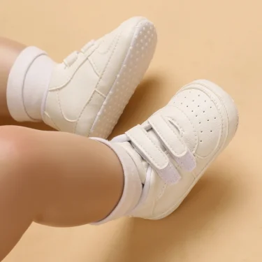 Infant Spring Shoe Newborn Infant Girls and Boys Recreational Baptism Non-Slip Walking Shoe White Soft-soled Sneaker Prewalker 1