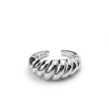 XIYANIKE Silver Color Oblique Thread French Ring Women Simple Opening fashion jewelry Refinement Prevent Allergy GIft 4