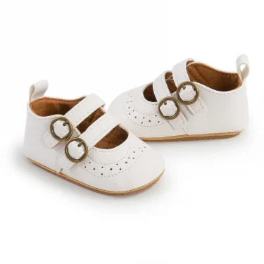 Newborn Baby Girls Classic Vintage Leather Toddler Princess Group Shoes Soft Non-slip Soles First Toddler Shoes 0-18 Months 2