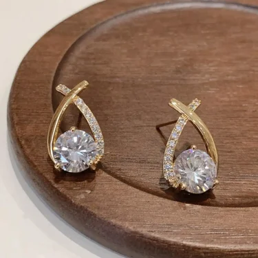 Fashion Cross Stud Earrings For Women Girls Korean Style Elegant Crystal Jewelry Ear Rings Fishtail Lady Earrings Gifts 2