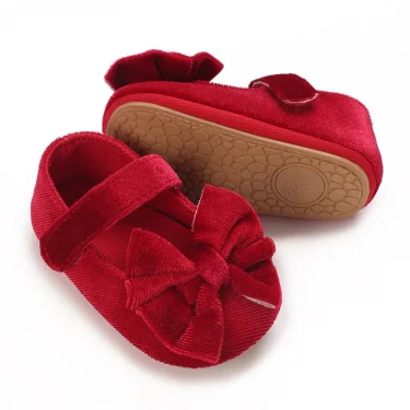Spring and Autumn Girl Baby Shoes Classic Fashion Red Theme Cute Bow Princess Shoes Rubber Sole Anti slip Comfortable Walking Sh 3