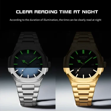 NIBOSI 2025 New Luxury Watch Business Waterproof Male Clock Luminous Date Stainless Steel Square Quartz Men Watch Reloj Hombre 4