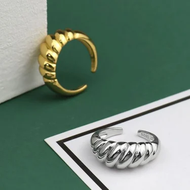 XIYANIKE Silver Color Oblique Thread French Ring Women Simple Opening fashion jewelry Refinement Prevent Allergy GIft 6