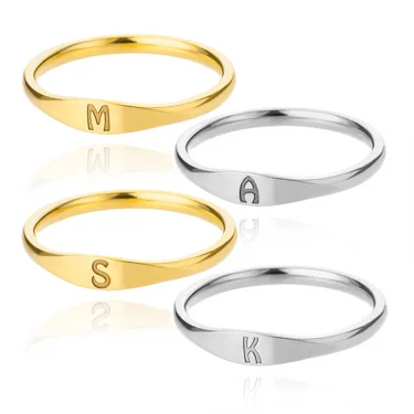 Initial Letter Rings for Women Men Stainless Steel Initials Ring A M K S Alphabet Name Aesthetic Wedding Jewelry Christmas Gift 6