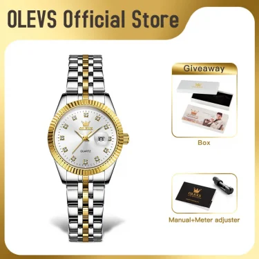 OLEVS 5526 Women's Watch Original Watches For Ladies Waterproof Luminous Stainless Steel Quartz Automatic date Woman Wristwatch 2