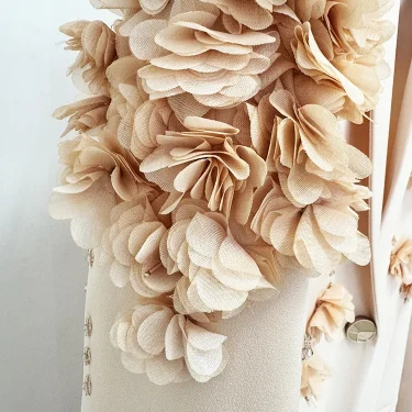 HIGH STREET Newest Fashion 2024 Designer Maxi Dresses Women's Long Sleeve Stunning Flowers Appliques Beaded Long Dress 6