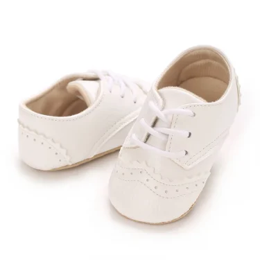 Tie one's shoes Newborn Baptist Shoes New Leather Gentleman Shoes Anti-slip Soft Bottom Indoor Baby Boys and Girls Casual Shoes 4