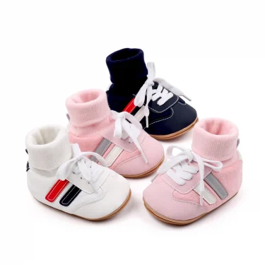 Baby Sock Shos Autumn and Winter Baby Girls Boys Ankle-covered Style 0-1 Year Old Anti Slip Fashion Design Newborn Infant Shoes 4