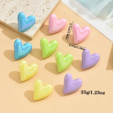 Shine Cute Korean Heart Earrings New Trend Boho Acrylic Geometric Love Heart Stud Earrings Fashion Jewelry For Women 4
