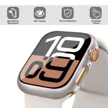 Glass+Cover For Apple Watch case 46mm 44mm 40mm 45mm 41mm 42mm 38mm Screen Protector iwatch series 10 9 8 7 6 5 3 SE Accessories 2