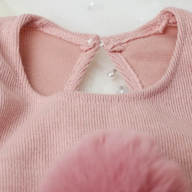 Ylsteed 3 Pieces Set Newborn Jumpsuit Tail Pom Hat Set with Mini Doll Pink Baby Photography Outfit New born Girl Photo Props 5
