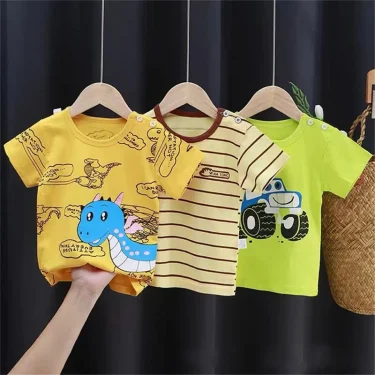 Summer Baby T-shirt Fashion Cartoon Girls Tees Short Sleeve Cotton Boys Tops Korean Casual Kids Clothes for 0-7Y Cheap Stuff 1