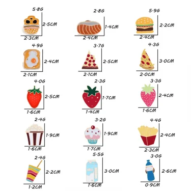 Enamel Pins Cartoon Food Brooch for Women Gift Jackets Lapel Denim Badge Egg Hamburger Fries Strawberry Cake Kids Favorite Pin 6