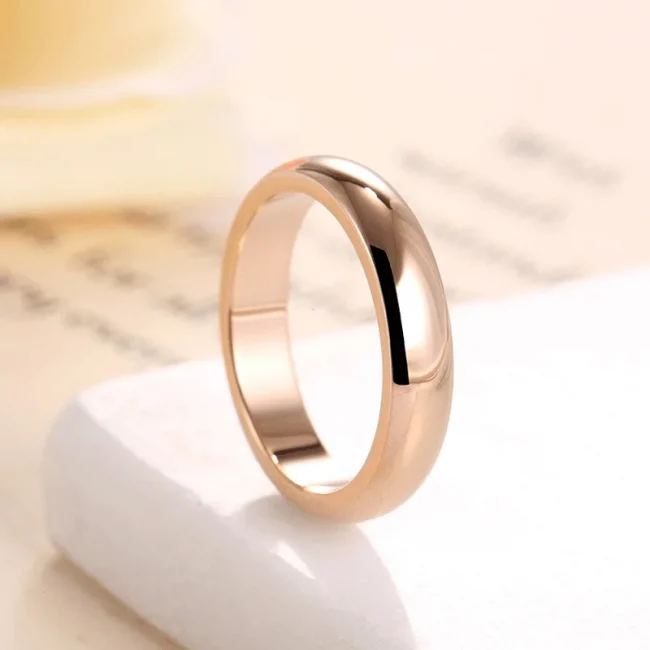 High quality 4mm Wholesale Simple Ring Fashion Rose Gold Ring Men's and Women's Exclusive Couple Wedding Ring 2