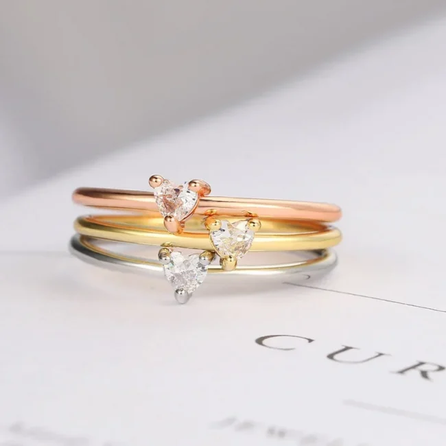 Women's Love Heart Zircon Stainless Steel Designer Jewelry Rings for Women Luxury Cute Romantic Accessories Christmas Gift 4