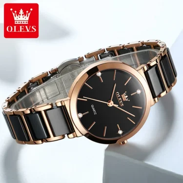 OLEVS New Fashion Ceramics Watchstrap Quartz Women Watch Waterproof Luxury Brand Watch For Women Date Clock Gift Elegant watches 2