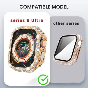 Diamond Watch Case Built-in Tempered Glass For Apple Watch 41mm 45mm 38mm 40mm 42mm 44mm iWatch Series 9 8 7 6 SE 5 4 3 Cover 6