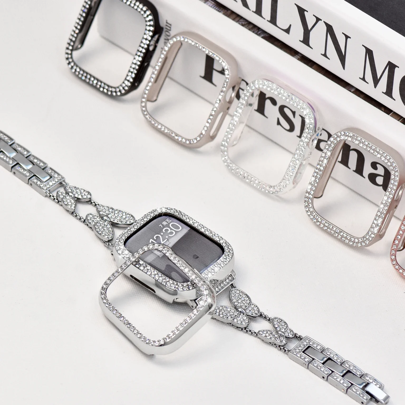 Hard PC Frame Diamond Case For Apple Watch Series 10 42mm 46mm Protective Cover 40MM 44MM for iWatch 4 5 6 SE 7 8 9 41MM 45MM 4